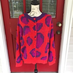 Umgee Red and Purple Leopard Print Cardigan